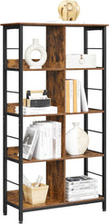 VASAGLE Biblioteca cu rafturi deschise, 8 compartimente, design industrial, 80x33x149cm, maro retro si negru