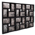 Rama foto de perete, colaj de 24 fotografii, 57x86cm, negru