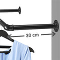 SONGMICS Set 2 sine metalice de agatat haine, montare pe perete, aspect industrial, 92x30x8cm, negru