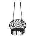 Scaun rotund tip leagan suspendat pentru casa sau gradina, cu franjuri, 150kg, negru