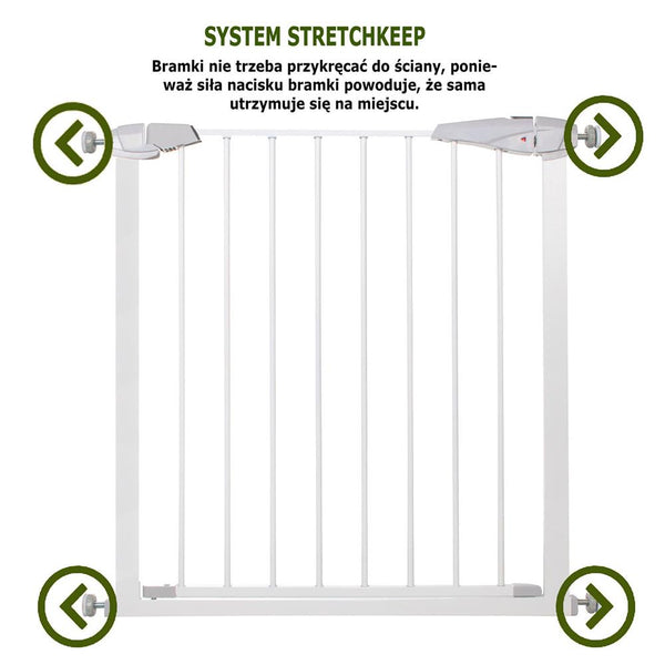 Poarta de siguranta Safety Gate pentru scari, ajustabila 76-85 cm, din otel, alba