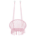 Scaun rotund tip leagan suspendat pentru casa sau gradina SPR42, cu franjuri, 150kg, roz