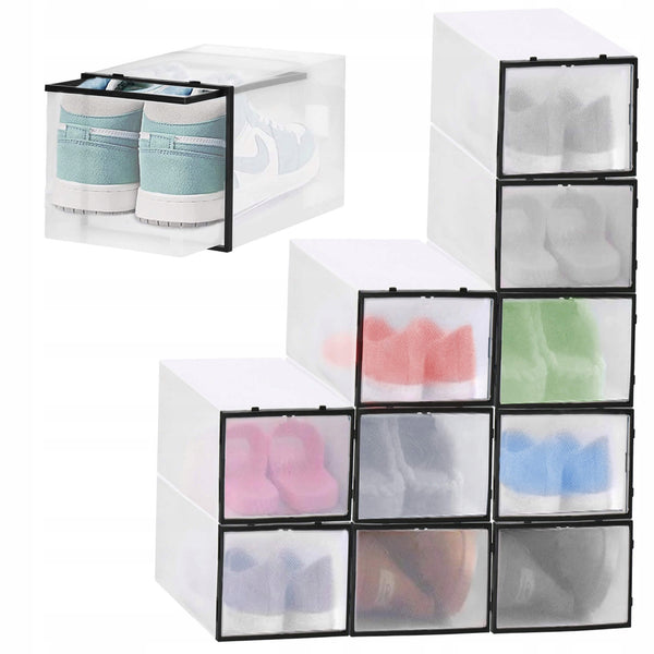 Set 10 cutii organizare pentru pantofi, 28x20x20, transparent