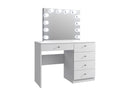 Masa de toaleta si machiaj Cristal Full cu oglinda LED si 5 sertare, 110x47x77 cm, alb