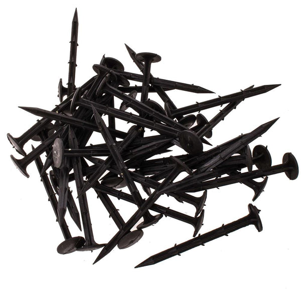 Set 50 cuie plastic fixare folii, tip ancora harpon, 150×32 mm, negru