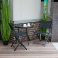 Set mobilier gradina sau balcon, masa semirotund sticla cu 2 scaune pliabile, gri