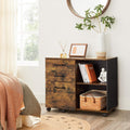 VASAGLE Dulap mobil tip rollbox pentru birouri, sertar cu sina suport dosare, stil industrial, 40x80x66 cm, maro rustic