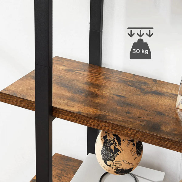 VASAGLE Biblioteca cu 5 rafturi, cadru din otel si rafturi din PAL, 105x34x178cm, maro rustic si negru