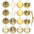 Set globuri de Craciun, 16 bucati, 8cm, 6 modele, auriu