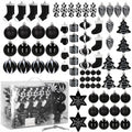 Set globuri si decoratiuni de Craciun, 77 piese, diverse dimensiuni, negru