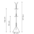 Cuier pentru haine, tip pom, cu 12 carlige, 173 cm, gri