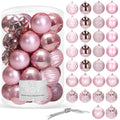Set globuri de Craciun, 30 bucati, 6 modele, 8cm, roz