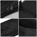 Geanta portbagaj bicicleta, 1 compartiment si 3 buzunare laterale, 40x20x17cm, negru cu elemente reflectorizante gri