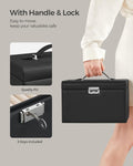 SONGMICS Cutie de bijuterii pe 3 nivele, cu 2 sertare, oglinda, maner, inchidere cu cheie, 18x26x17cm, negru