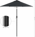SONGMICS Umbrela de gradina 200 cm, inclinare dubla 30°, poliester UPF 50+, cadru metalic, gri