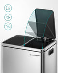 SONGMICS Cos de gunoi din inox cu 2 compartimente colectare selectiva, cu galeti interioare, 2x15litri, argintiu si negru