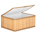 Set 3 cutii organizatoare din bambus, cu capac, diverse dimensiuni, maro