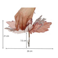 Set 5 ornamente pentru bradul de Craciun, stea Poinsettia, 26cm, roz argintiu