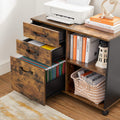 VASAGLE Dulap mobil tip rollbox pentru birouri, sertar cu sina suport dosare, stil industrial, 40x80x66 cm, maro rustic