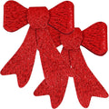 Set 2 ornamente pentru bradul de Craciun, fundita, 18cm, rosu