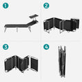 SONGMICS Sezlong pliabil, cu parasolar si tetiera, spatar reglabil in 4 pozitii, maxim 150kg, 193x53x29cm, negru