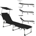 Sezlong pliabil cu parasolar, 188x57x38cm, sarcina 120kg, gri antracit