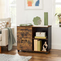 VASAGLE Dulap mobil tip rollbox pentru birouri, sertar cu sina suport dosare, stil industrial, 40x80x66 cm, maro rustic