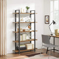 VASAGLE Biblioteca cu 5 rafturi, cadru din otel si rafturi din PAL, 105x34x178cm, maro rustic si negru