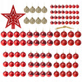 Set globuri de Craciun, 100 bucati, 3-6cm, rosu auriu