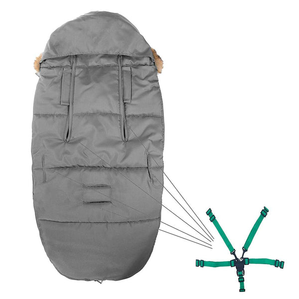 Sac iarna de bebelusi pentru carucior, marime universala, 90x45cm, gri inchis