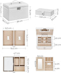 SONGMICS Cutie de bijuterii pe 3 nivele, 2 sertare, maner, inchidere cu cheie, 18x26x17cm, alb