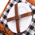 Cos de picnic echipat pentru 4 persoane Deluxe, din rachita, cu vesela si tacamuri, izolat termic, maro