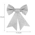 Set 4 ornamente pentru bradul de Craciun, fundita, 13cm, argintiu