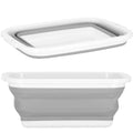 Lighean pliabil, dreptunghiular, din plastic si silicon, 40x29x15cm, 8.5litri, gri