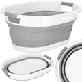Cos de rufe pliabil tip lighean, cu manere, din plastic si silicon, 54x38x23cm, 24litri, gri
