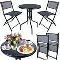 Set mobilier gradina Sersimo Oneiro, 2 scaune pliabile, 1 masa, negru