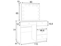 Masa de toaleta si machiaj Cristal Full cu oglinda LED si 5 sertare, 110x47x77 cm, alb