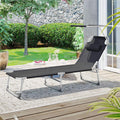 SONGMICS Sezlong pliabil, cu parasolar si tetiera, spatar reglabil in 4 pozitii, maxim 150kg, 193x53x29cm, negru