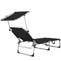 Sezlong pliabil cu parasolar, 188x57x38cm, sarcina 120kg, gri antracit