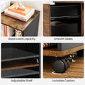 VASAGLE Dulap mobil tip rollbox pentru birouri, sertar cu sina suport dosare, stil industrial, 40x80x66 cm, maro rustic