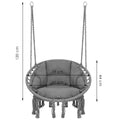 Scaun rotund Sersimo tip leagan suspendat cu perna Confort Plus casa sau gradina, gri inchis