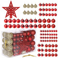 Set globuri de Craciun, 100 bucati, 3-6cm, rosu auriu