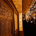 Instalatie luminoasa tip turturi LED exterior/interior, 300 LED-uri alb cald cu flash alb rece, 12 m, IP44, conectabila