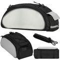 Geanta portbagaj bicicleta, 1 compartiment si 3 buzunare laterale, 40x20x17cm, negru cu elemente reflectorizante gri