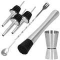 Set Cocktail Shaker Kit pentru barmani 550ml, KI24, suport bambus, 11 piese