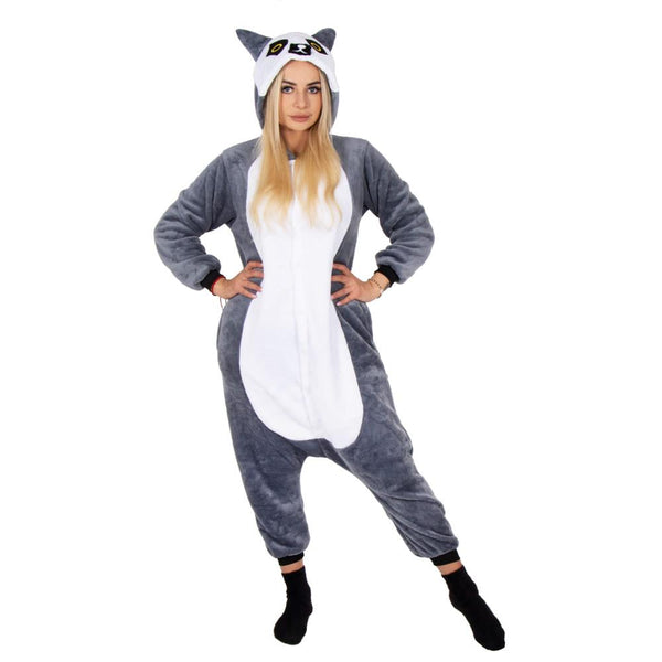 Pijama tip salopeta pentru adulti, model Lemur, marime M