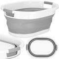 Cos de rufe pliabil tip lighean, cu manere, din plastic si silicon, 54x38x23cm, 24litri, gri