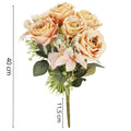 Buchet de flori artificiale din poliester, 9 fire trandafiri, 40cm, roz