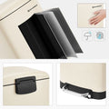 SONGMICS Cos de gunoi din otel cu pedala, 30litri, cu galeata interioara si capac, soft close, 34x61x25 cm, bej