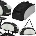Geanta portbagaj bicicleta, 1 compartiment si 3 buzunare laterale, 40x20x17cm, negru cu elemente reflectorizante gri